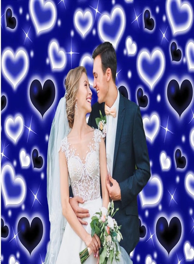 Dudaacvt 7X5FT Blue Heart Photo Backdrop 90s Backdrops for Photoshoot Valentine's Day Backdrop Women Men Happy Birthday Photography Background Banner Photo Booth Studio Props D728 - Image 4