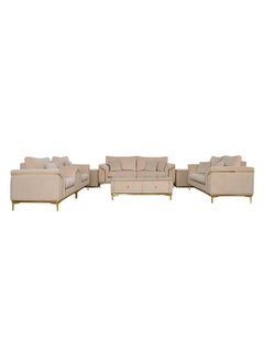 ROYAL FURNITURE طقم أريكة ميدوسا مع 7 مقاعد (245x90x95) سم، بيج/ذهبي  - Image 1