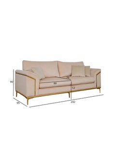 ROYAL FURNITURE طقم أريكة ميدوسا مع 7 مقاعد (245x90x95) سم، بيج/ذهبي  - Image 5