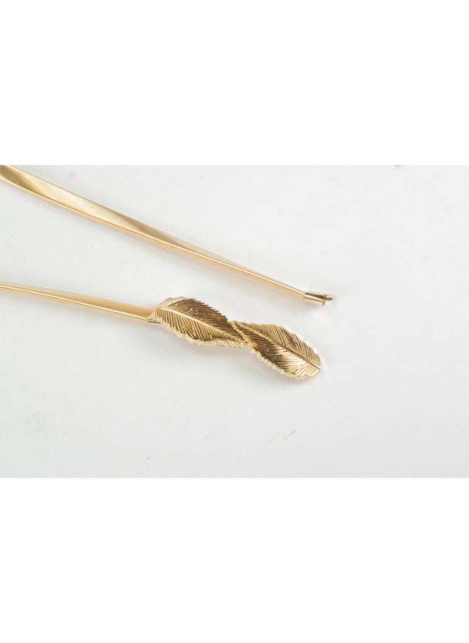 Generic Golden Metal Spring Belt for Her - Tree Leaf  - Image 2