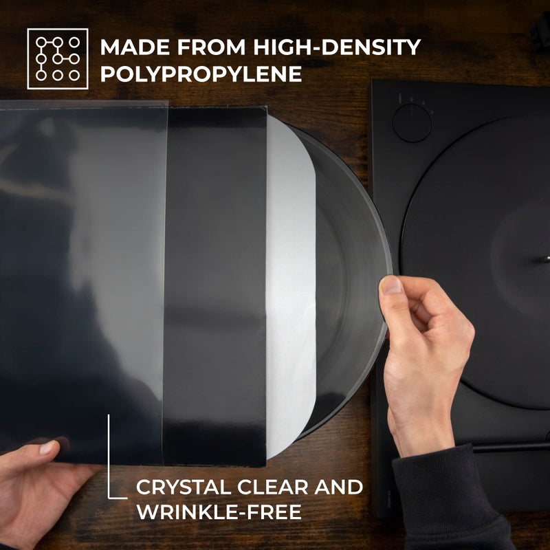 BIG FUDGE 100x Vinyl Record Sleeves 12" LP | Durable & Wrinkle-Free Outer Sleeves | Crystal Clear & High-Density Polypropylene | 3 mil Thick, 12.75” x 12.75” | Fits Most Gatefolds and Double LPs - Image 4