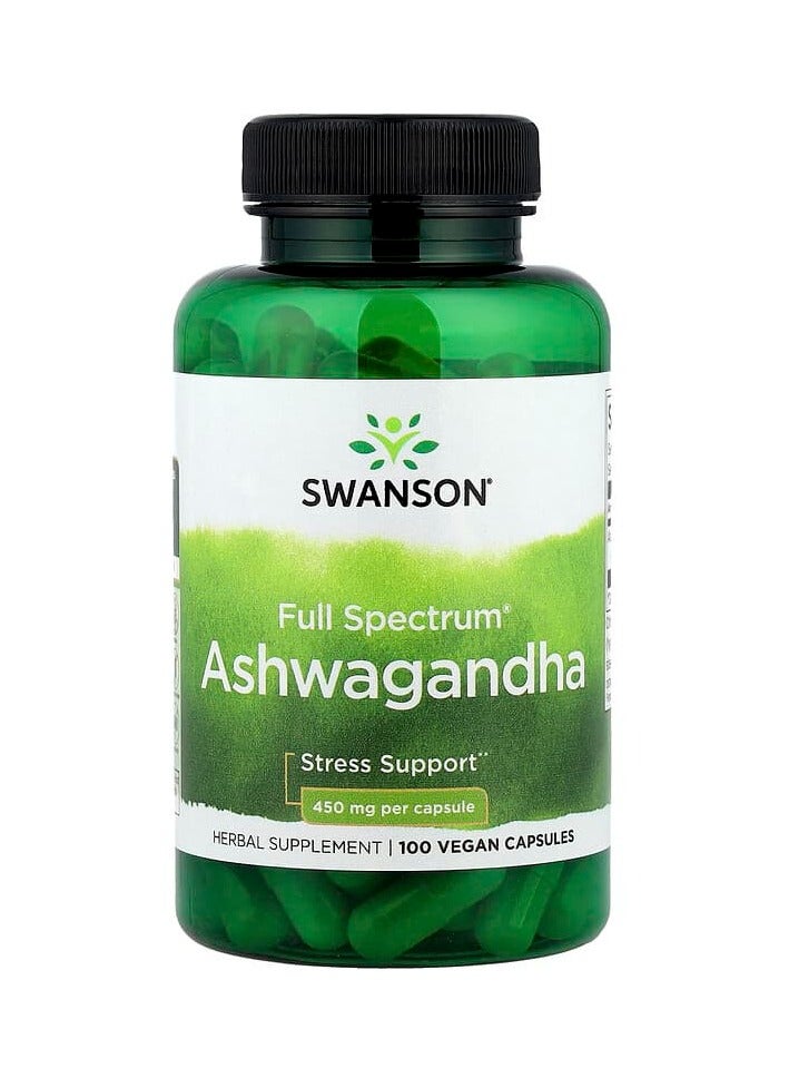 SWANSON Swanson, Full Spectrum® Ashwagandha, 100 Vegan Capsules (450 mg per Capsule) 