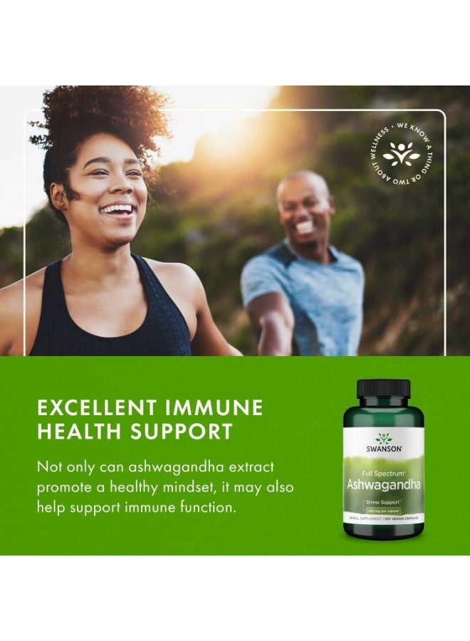 Swanson, Full Spectrum Ashwagandha 100 Vegan Capsules (450 mg per Capsule) - Image 2