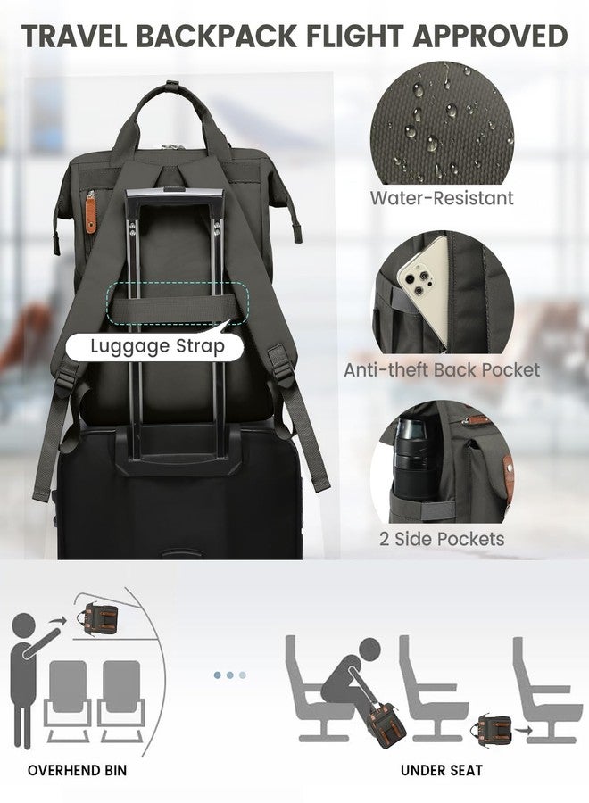 LOVEVOOK Laptop Backpack for Women Work Travel Commuter Backpack Business Computer Bag Doctor Nurse Bags College Backpack Purse, 15.6 Inch, Dark Grey-brown - Image 5