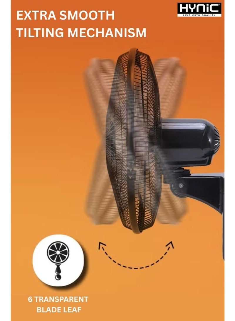 Hynic 16-Inch Wall Mounted Fan | 70W High Performance Motor | 6 Transparent AS Blades | 3-Speed Control with Remote & Touch Button | 60-Minute Timer & Adjustable Tilt - Image 2