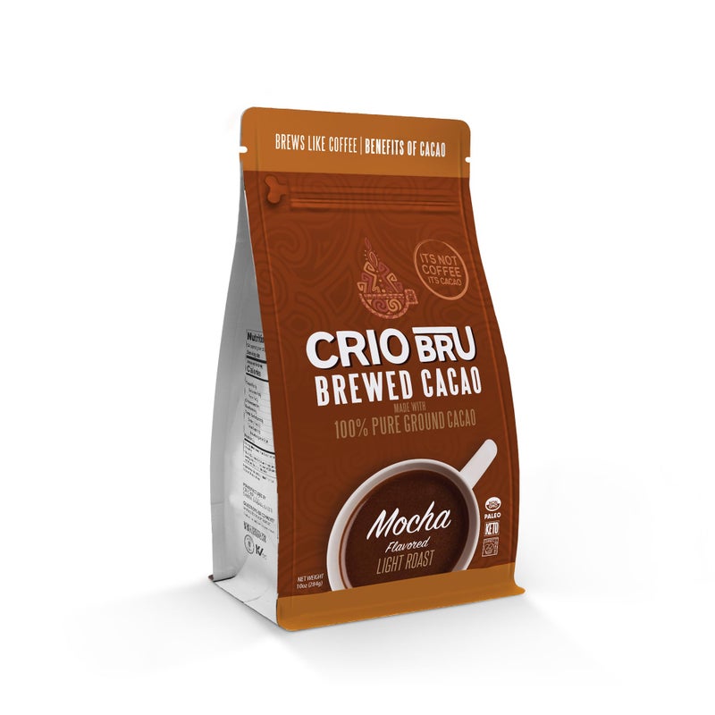 Crio Bru Brewed Cacao Mocha Flavored Light Roast - Coffee Alternative Natural Healthy Drink | Made with 100% Pure Ground Cacao Beans | 99.99% Caffeine Free, Keto, Low Carb, Paleo, Brew And Enjoy Hot or Iced (10 Ounce (Pack of 1)) - Image 1