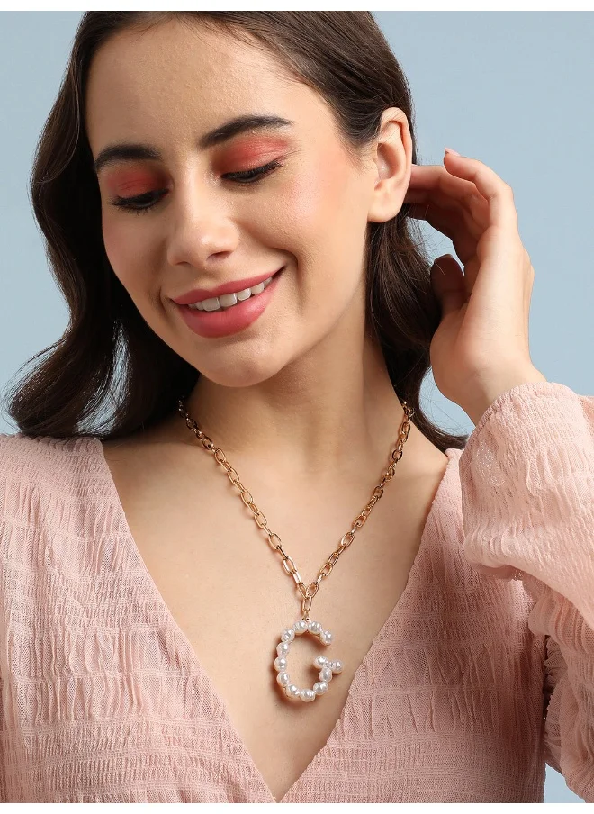 SOHI Pearl G Alphabet Necklace