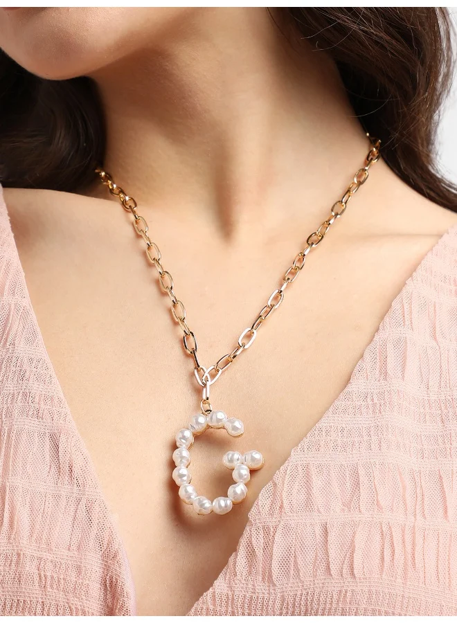 SOHI Pearl G Alphabet Artificial Necklace Jewellery