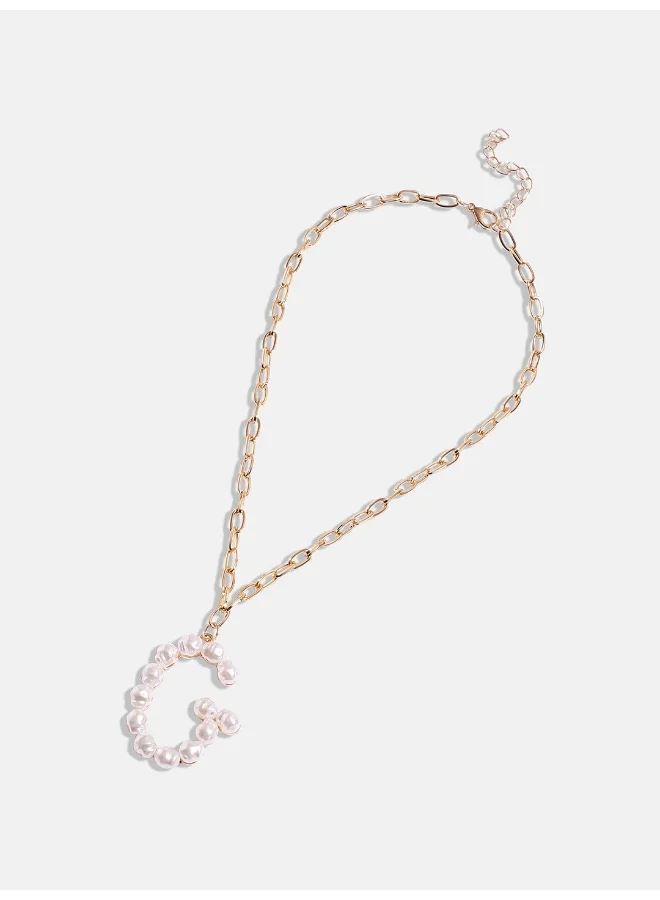 SOHI Pearl G Alphabet Artificial Necklace Jewellery