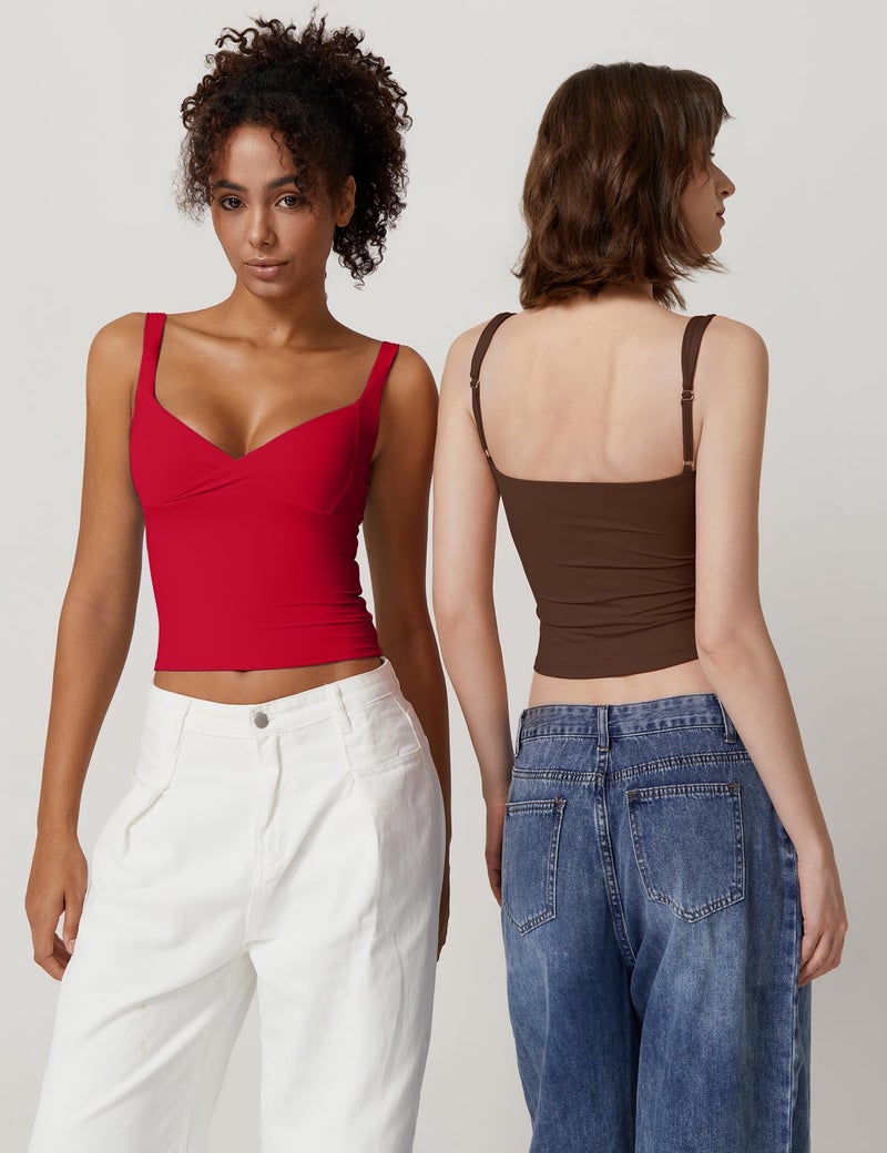 QINSEN Going Out Crop Tops for Women Backless Tank Tops Summer Y2k Teen Girls Basics Cute Cami Tops Red S - Image 3