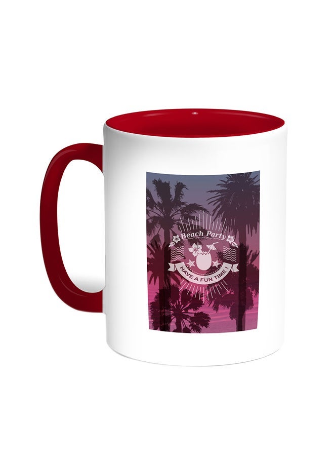 RYN Beach Party Printed Coffee Mug Red/White 11ounce