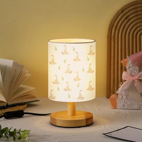 VIHOSE Silly Goose Kids Table Lamp for Bedroom Kids Bedside Lamp with Linen Wooden Nightstand Cartoon Nursery Lampshade for Girls Boys Living Room - Image 3