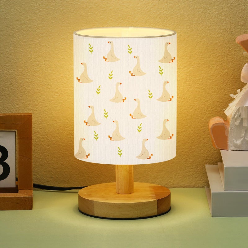 VIHOSE Silly Goose Kids Table Lamp for Bedroom Kids Bedside Lamp with Linen Wooden Nightstand Cartoon Nursery Lampshade for Girls Boys Living Room - Image 2