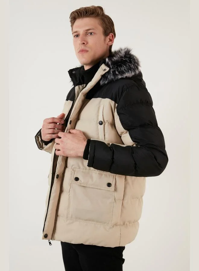 Buratti  Buratti Slim Fit Removable Faux Fur Hooded Puffer Coat Men's COAT 5760076 for Men | Best Price UAE