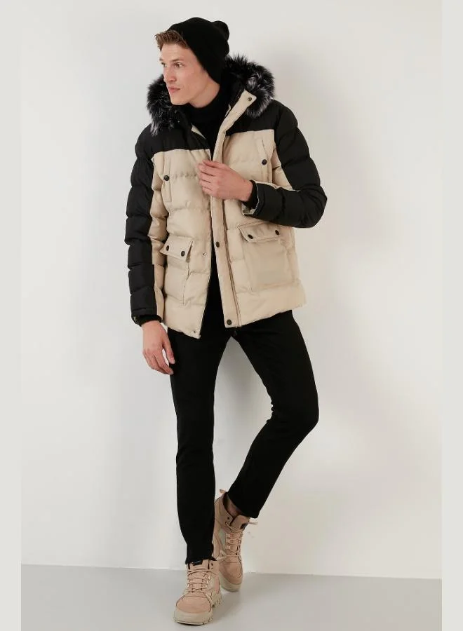 Buratti Slim Fit Removable Faux Fur Hooded Puffer Coat Men's COAT 5760076