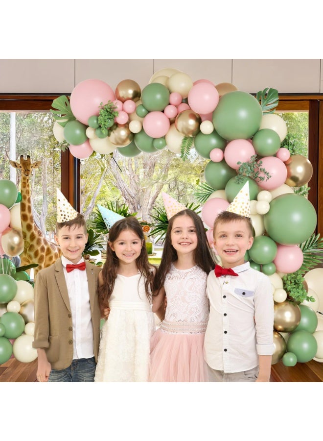 قطعة من قطع الحكمة الأخضر والوردي البالون قوس مجموعة,الحكمة الأخضر الوردي البالون كرلاند قوس مجموعة مع الرمال الأبيض الزيتون الأخضر الوردي بالونات الذهبية للديكور دش الطفل,حفلة عيد الميلاد,ديكور حفلة سفاري الغابة - Image 3