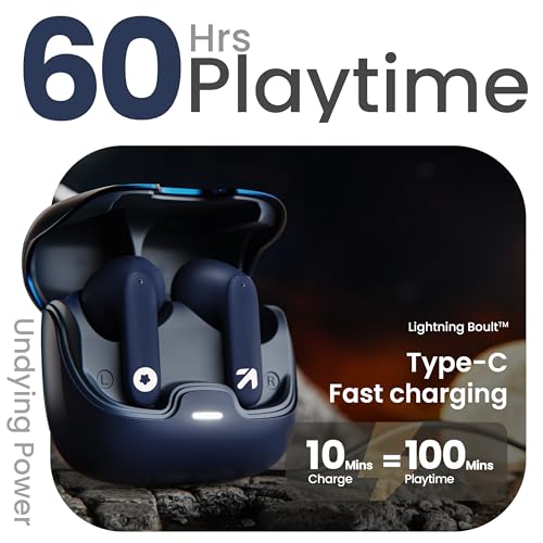 GOBOULT Z40 True Wireless in Ear Earbuds with 60H Playtime, Zen™ ENC Mic, Low Latency Gaming, Type-C Fast Charging, Made in India, 10mm Rich Bass Drivers, IPX5, Ear Buds TWS (Blue) - Image 4