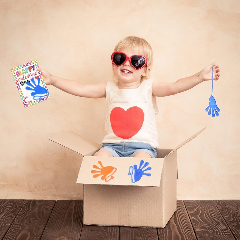 klarako 36 Pieces Valentine's Day Cards Kids Sticky Hands Valentines Exchange Cards, Stretchy Slap Hand Valentine's Greeting Cards with Stretchy Snap Toy for Kid School Classroom Prize Party Favors - Image 5