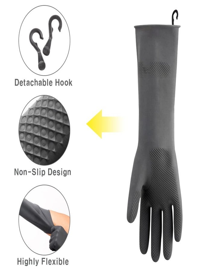 HOMSSEM Dishwashing Gloves with Hanging Hook, 2 Pairs Waterproof Rubber Kitchen Cleaning for Dishwashing and Household Use (Gray Medium_2pairs) - Image 2