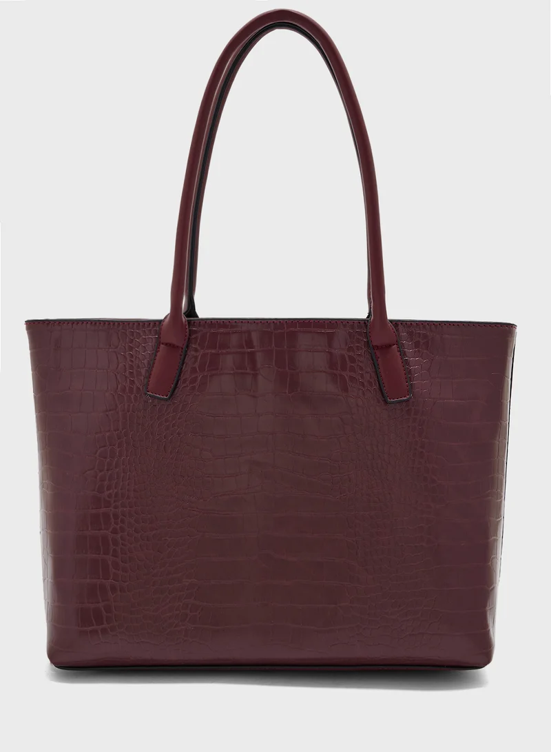 خزانة Horse Bit Detail Croc Tote Bag