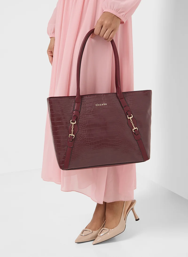 خزانة Horse Bit Detail Croc Tote Bag
