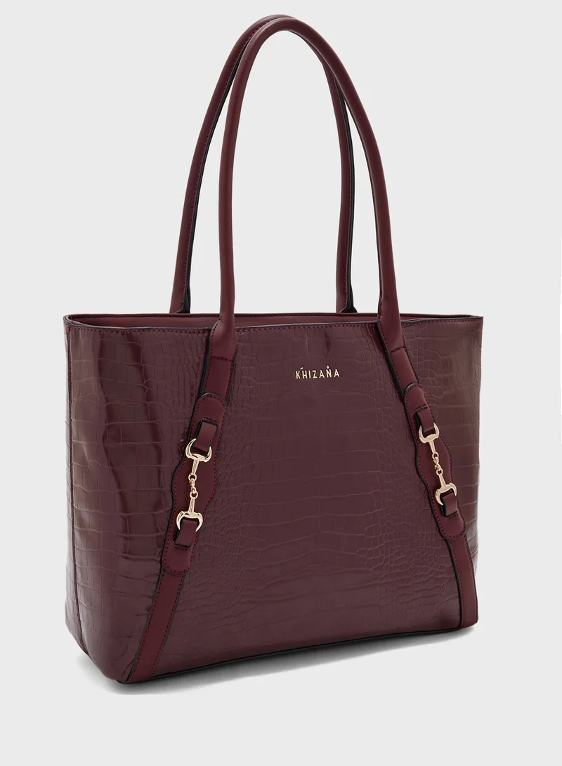 خزانة Horse Bit Detail Croc Tote Bag