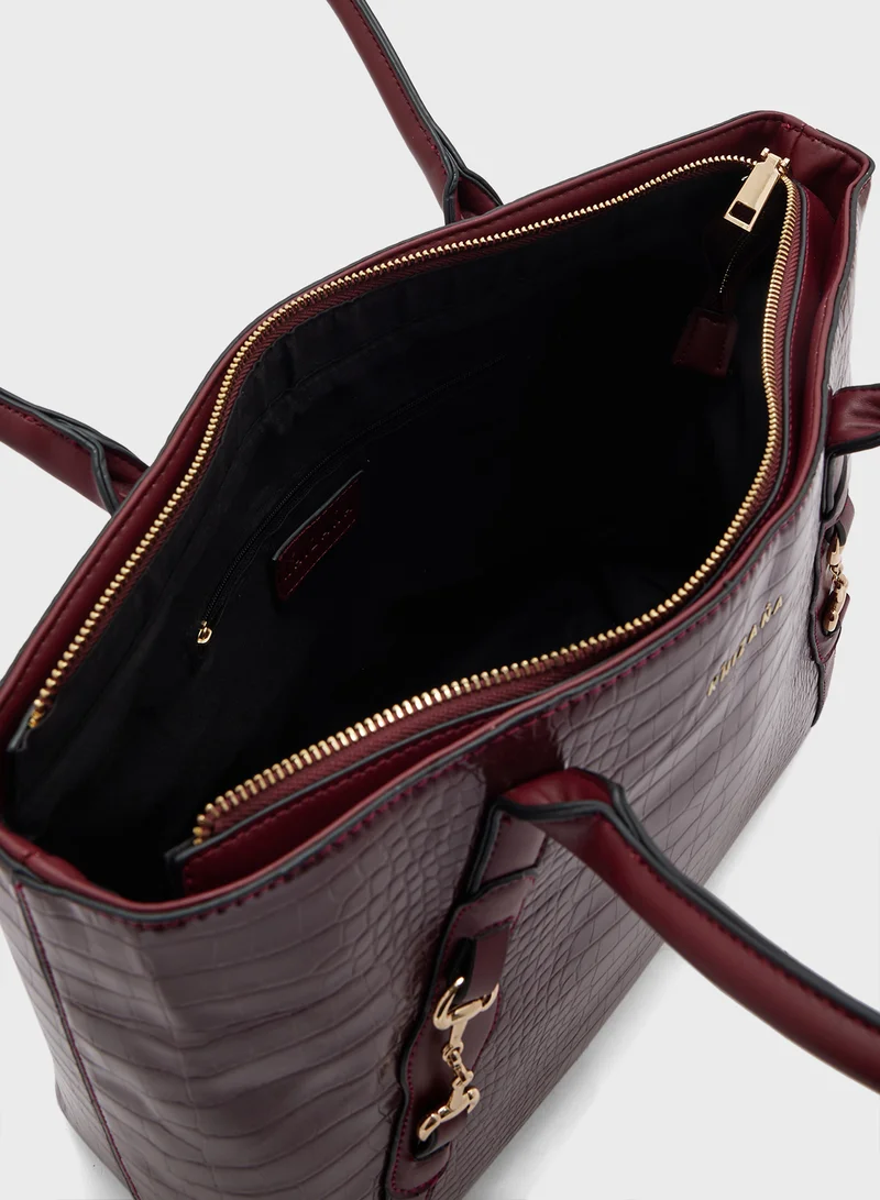خزانة Horse Bit Detail Croc Tote Bag