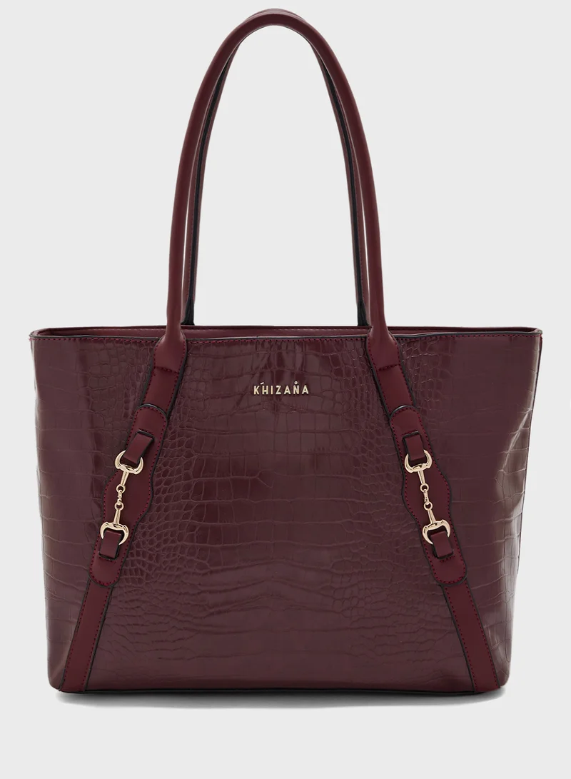 خزانة Horse Bit Detail Croc Tote Bag