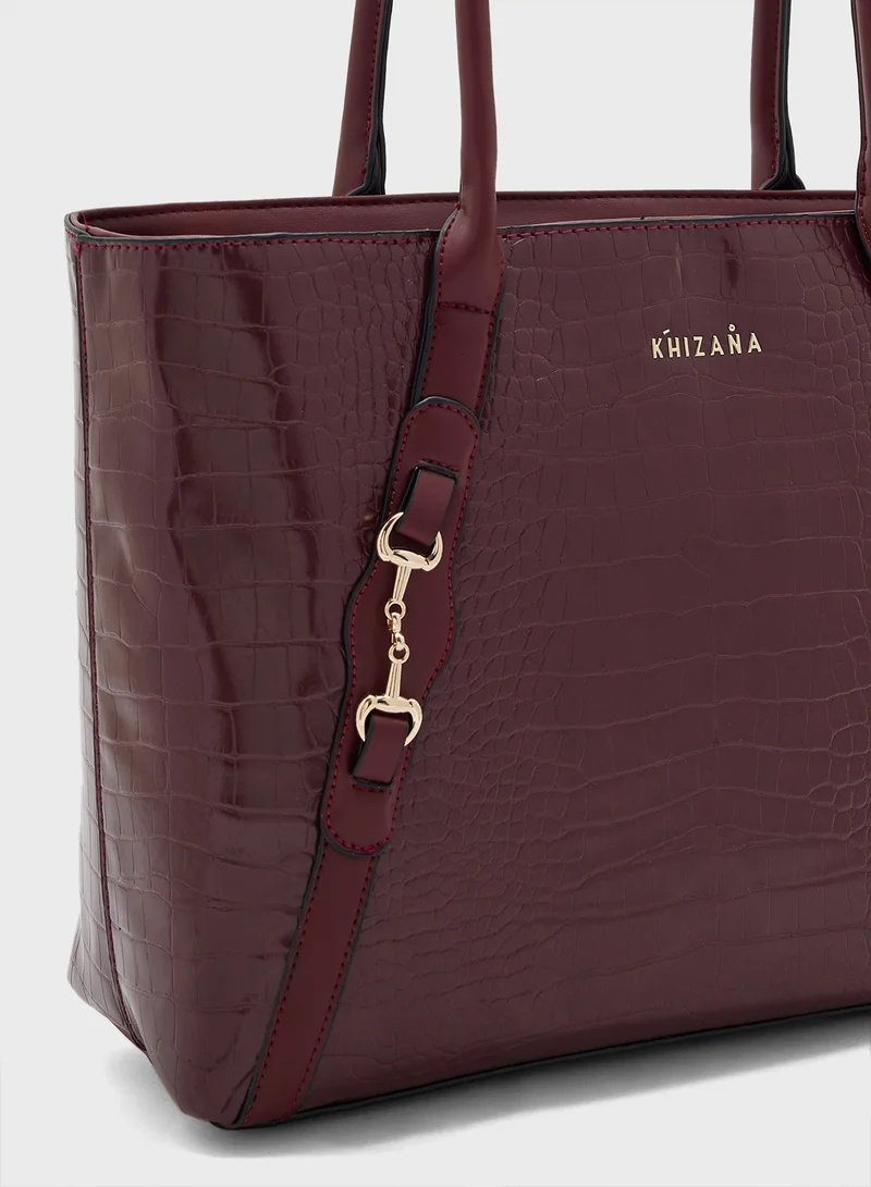 خزانة Horse Bit Detail Croc Tote Bag