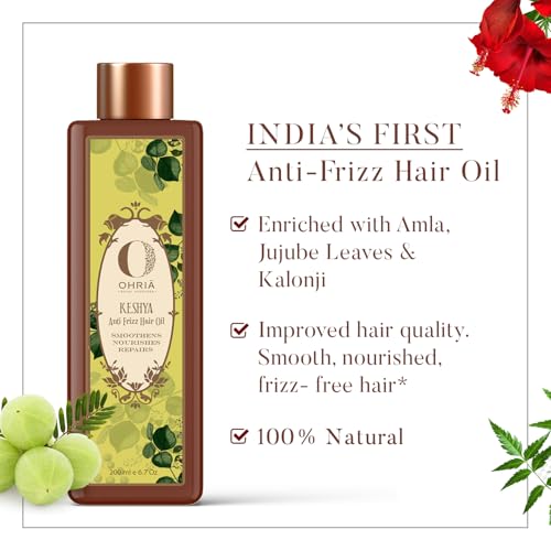 Ohria Ayurveda Keshya Anti Frizz Hair Oil | Ayurvedic Blend with Amla & Kalonji | Reduces Dandruff, Nourishes & Strengthens | Men & Women| For All Hair Types | 30ml - Image 5