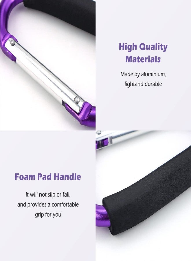 JIALEEY Strong Large Durable Buggy Carabiner Stroller Hooks Mummy Clip Pram Pushchair Grocery or Shopping and Plastic Bags Holder, 2 Pack Purple - Image 4