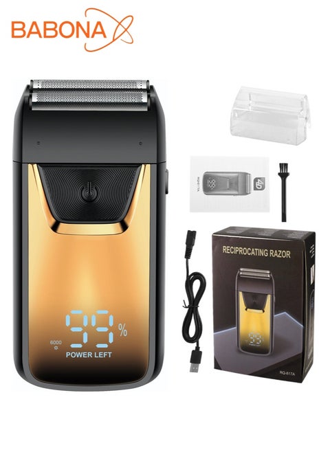 Men's Shaver, Electric Shaving Machine Cordless Foil Shaver Bald Shaving Machine Hair Cutting Machine Men's Razor(Gold)