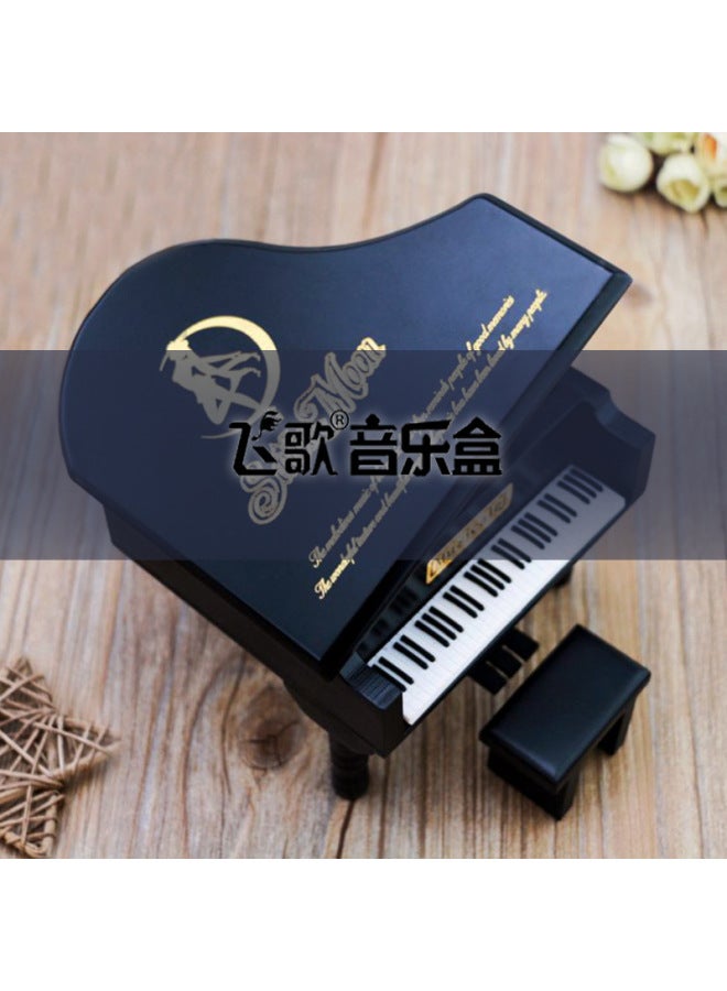 Feige Retro Triangle Piano Music Box Wooden Carved Music Box Creative Small Gift Gift - Image 1