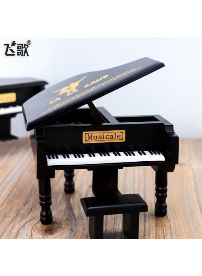 Feige Retro Triangle Piano Music Box Wooden Carved Music Box Creative Small Gift Gift - Image 3