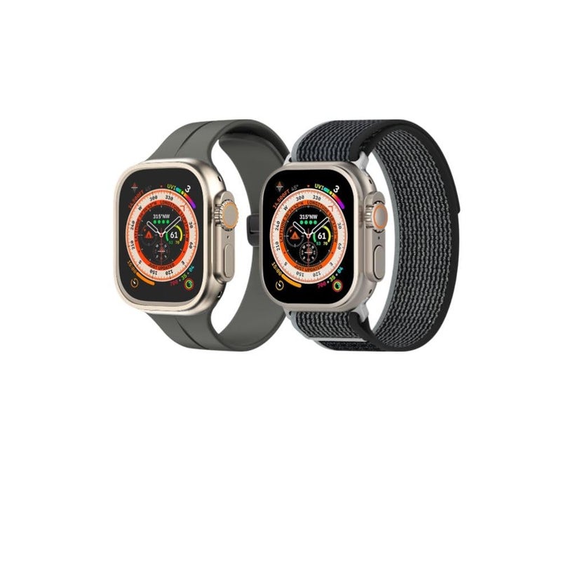 BURAQ 2-Pack Sports Strap Compatible with Apple Watch 49/46/45/44/42mm – Series Ultra 2/Ultra/9/8/7/6/5/4/3/2/1/SE – Model #1107 - Image 1