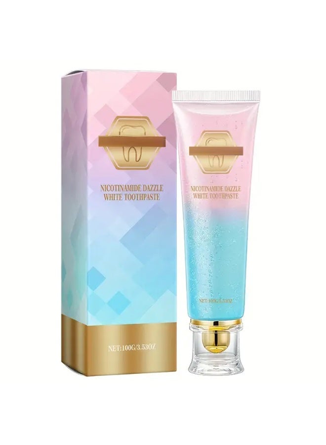 DubaiGallery Nicotinamide Dazzle White Toothpaste, Whitening Toothpaste with Niacinamide, Thoroughly Removes Stains, Repairs and Protects Teeth, Protects Enamel and Relieves Sensitivity 100g - Image 1