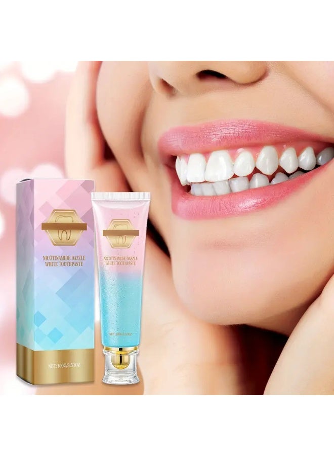 DubaiGallery Nicotinamide Dazzle White Toothpaste, Whitening Toothpaste with Niacinamide, Thoroughly Removes Stains, Repairs and Protects Teeth, Protects Enamel and Relieves Sensitivity 100g - Image 4