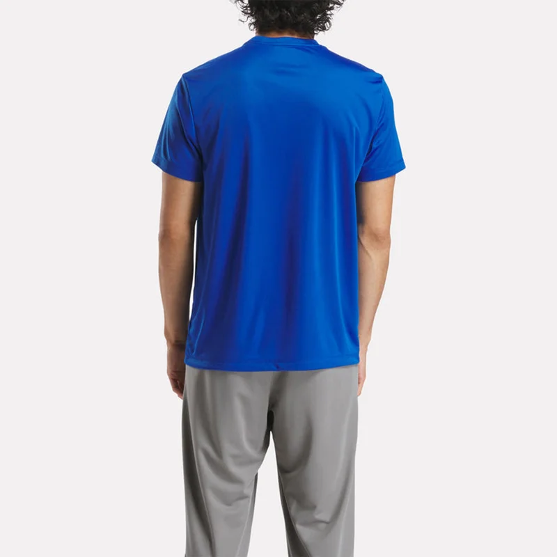 ريبوك Reebok short sleeve men’s training t shirt offers breathable fabric, soft comfort, and flexible movement for gym sessions, running, and daily workout routines.