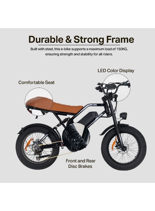 mankeel Electric Bike 48V 500W (Peak 750W), Brushless Motor, Shimano 7-Speed, 18Ah Removable Lithium Battery, 50KM/H Max Speed, Dual Suspension, Disc Brakes, 150KG Load, IP54 Waterproof - Image 5