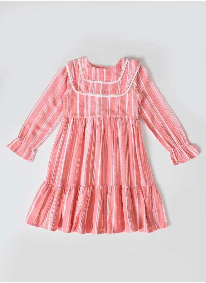 BELLA MODA Bella Moda Striped Tiered Knee-Length Dress