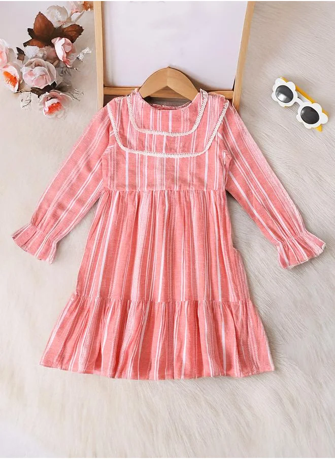 BELLA MODA Bella Moda Striped Tiered Knee-Length Dress