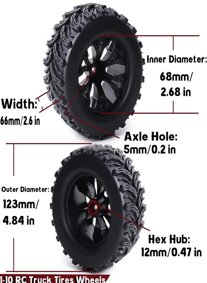 ZRRC Preglued 12mm Hex RC Truck Tires and Wheels 1/10 Scale RC Monster Truck Wheels Tires 2.8" MT Tyres for Traxxas Rustler Stampede 2WD 4x4 VXL Hoss E-Revo Redcat Volcano EPX Riaario Amoril - Image 2