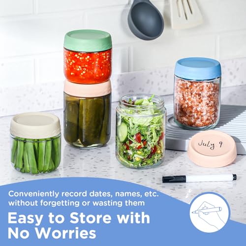 DRKIO 10 & 16 Oz Overnight Oats Containers with Lids - 6 Pack Glass Storage Jars with Airtight Lids Wide Mouth Mason Food Jars Great for Meal Prep Salad Chia Puddirg Snacks Yogurt Sugar Spice Cereal - Image 5