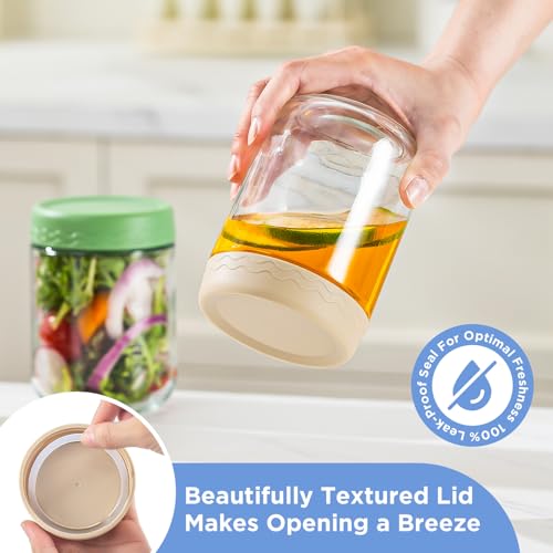 DRKIO 10 & 16 Oz Overnight Oats Containers with Lids - 6 Pack Glass Storage Jars with Airtight Lids Wide Mouth Mason Food Jars Great for Meal Prep Salad Chia Puddirg Snacks Yogurt Sugar Spice Cereal - Image 3