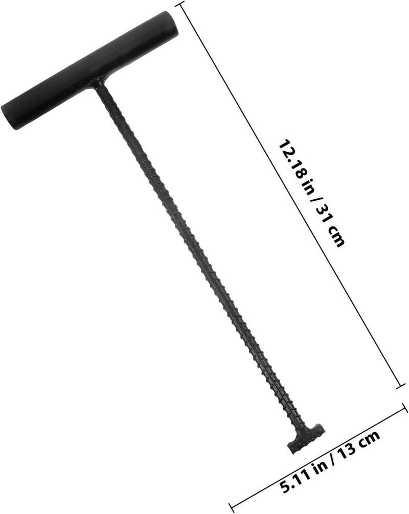 Heavy Duty 30cm Manhole Cover Hook T-Shaped Steel Lifting Pull Hook 8mm Threaded Rebar Sewer Drain Storm Drain Grate Lifter for Outdoor Industrial Use - Image 2