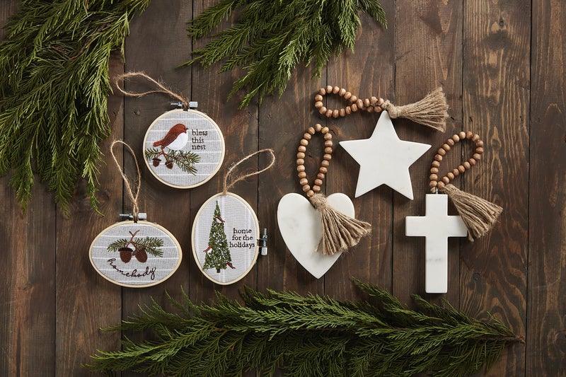 Mud Pie Marble and Beaded Christmas Ornament  Heart  8.5"" x 4"" - Image 3