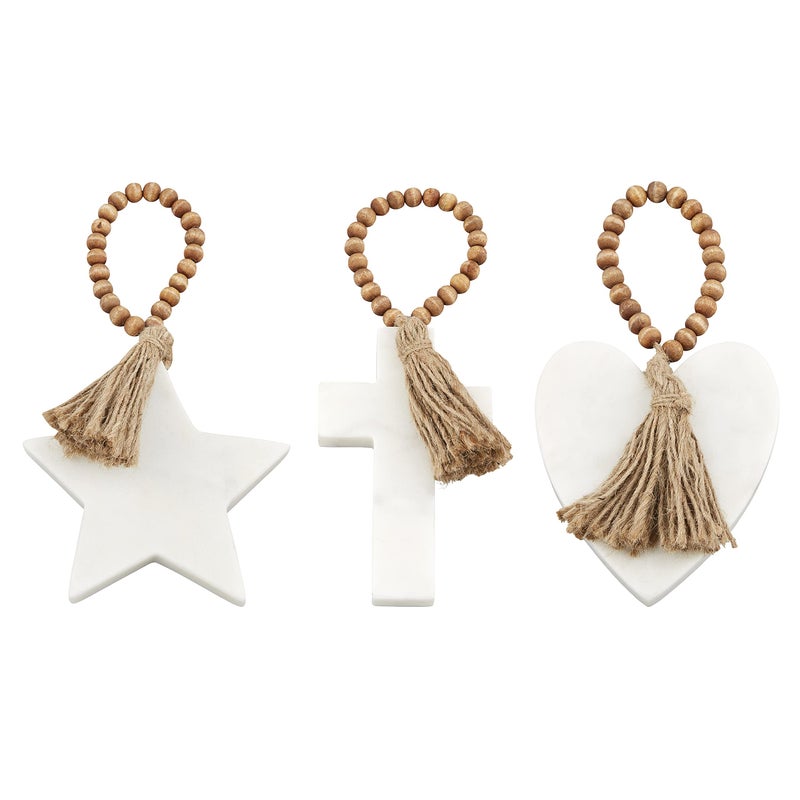 Mud Pie Marble and Beaded Christmas Ornament  Heart  8.5"" x 4"" - Image 2