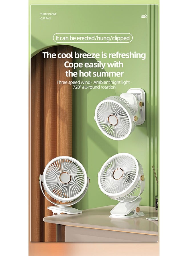 Rechargeable Clip Fan with Light for Dorms, Bedside, and Office – USB Powered  - Image 5