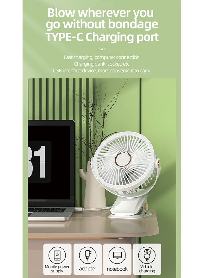 Rechargeable Clip Fan with Light for Dorms, Bedside, and Office – USB Powered  - Image 4