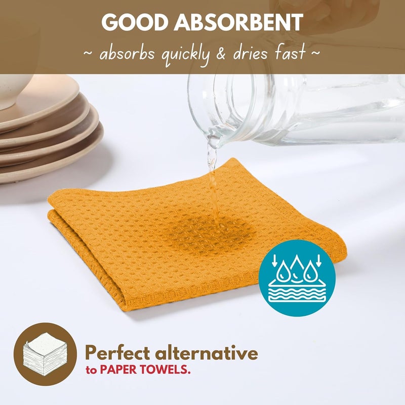 Native Fab Cotton Kitchen Towel  Dish Cloth 8 Piece Set  Machine Washable Absorbent  Durable Towels for Cleaning Cooking Baking  Ideal for Home BBQ Everyday Use  Mustard Yellow - Image 4
